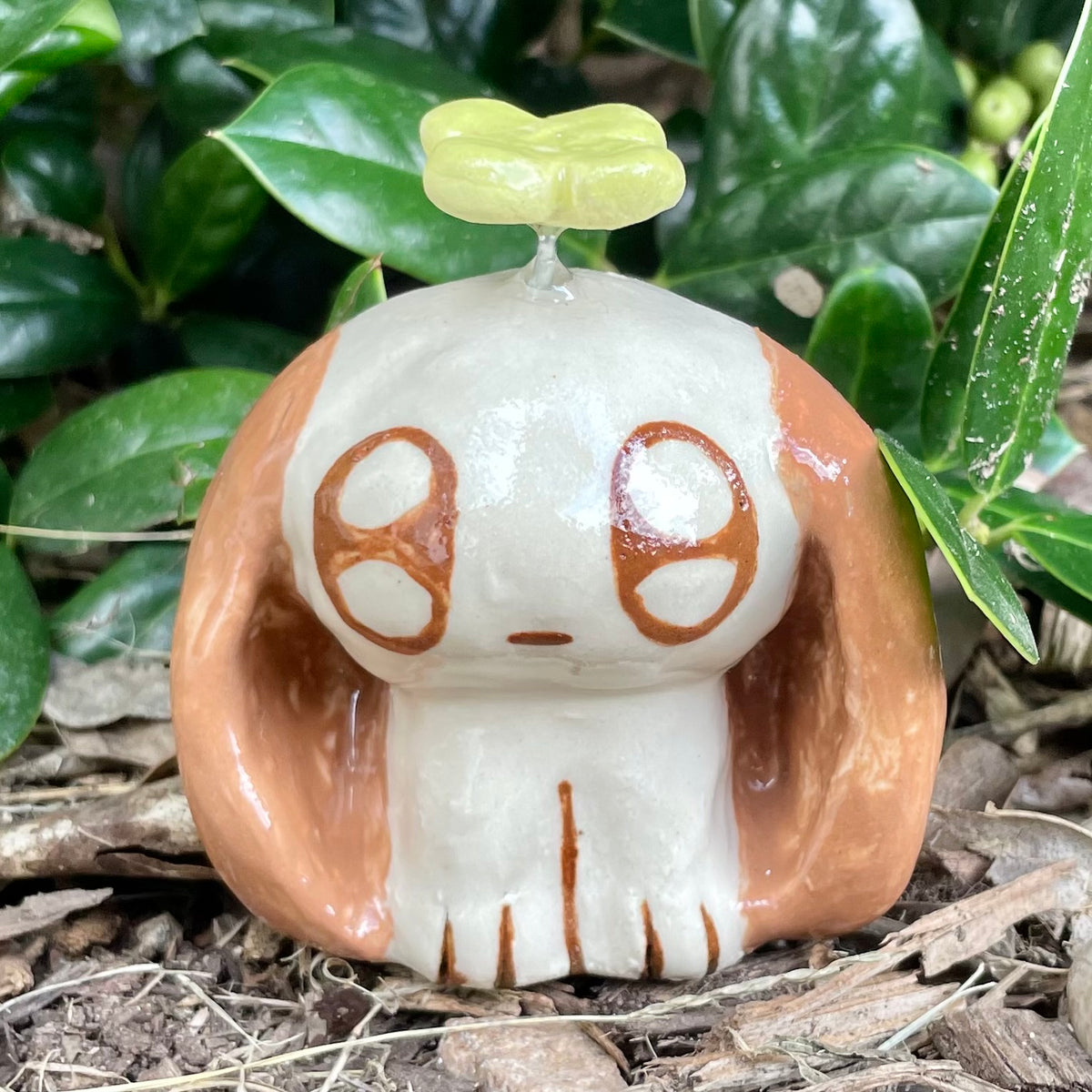 mini sprout puppy handmade ceramic stoneware figure!