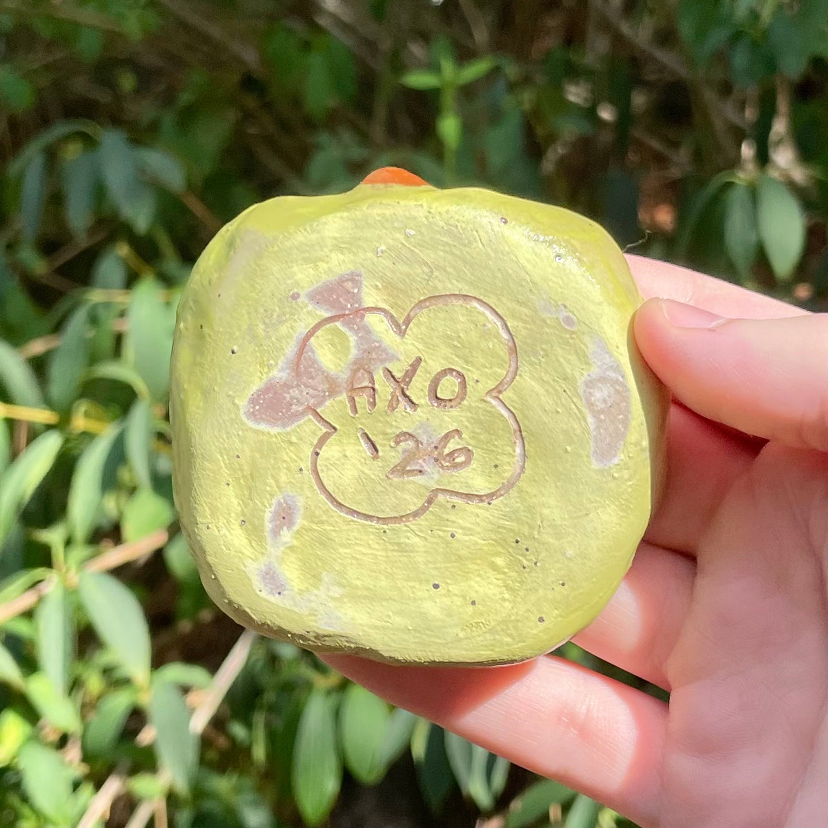 small green apple handmade ceramic stoneware trinket dish!