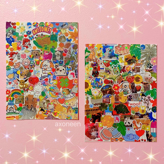 sticker rainbow holographic kawaii collage mini poster artwork! (5.5" x 7.5")