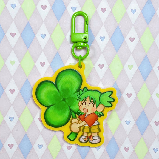 yotsuba four leaf clover solid yellow acrylic keychain! (3")