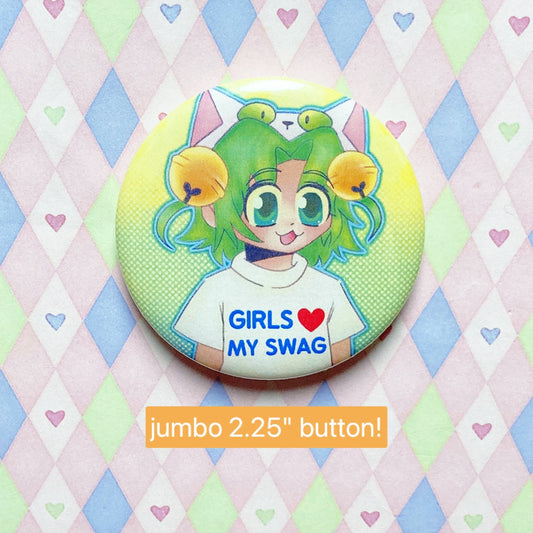 di gi charat dejiko 'girls love my swag' animecore jumbo button! (2.25")