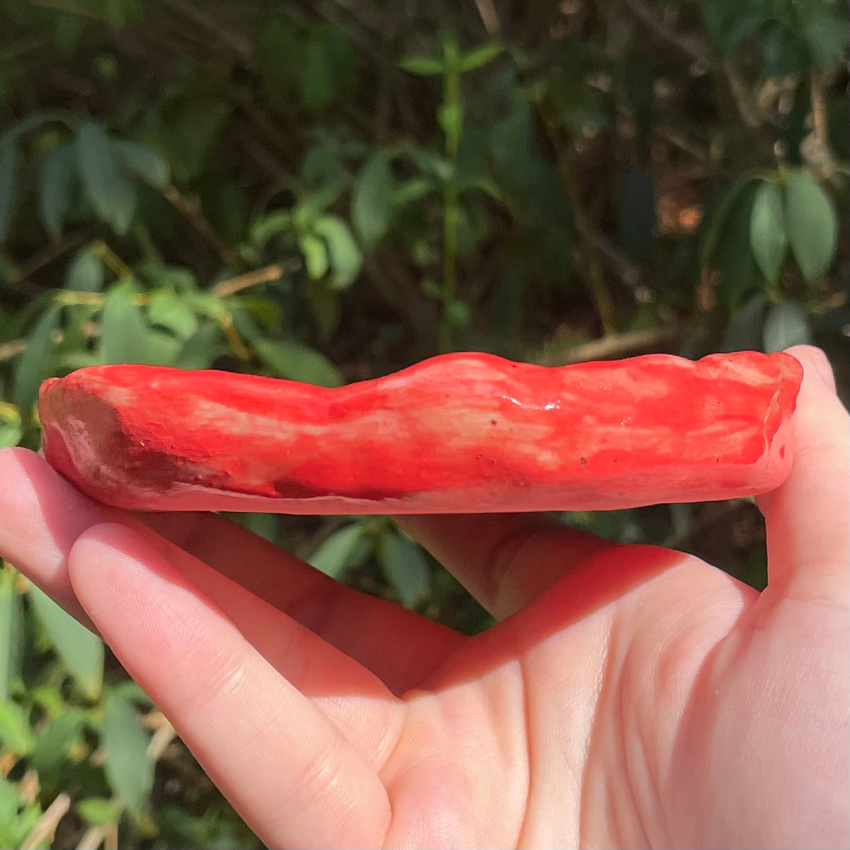 large red apple handmade ceramic stoneware trinket dish!