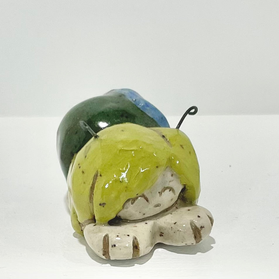 green blue snailgirl handmade ceramic stoneware figure!
