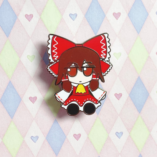 touhou fumofumo hakurei reimu silver glitter enamel pin! (1.5")