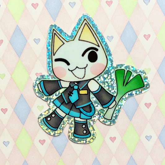 hatsune miku doko demo issyo toro inoue holographic glitter sticker! (3")