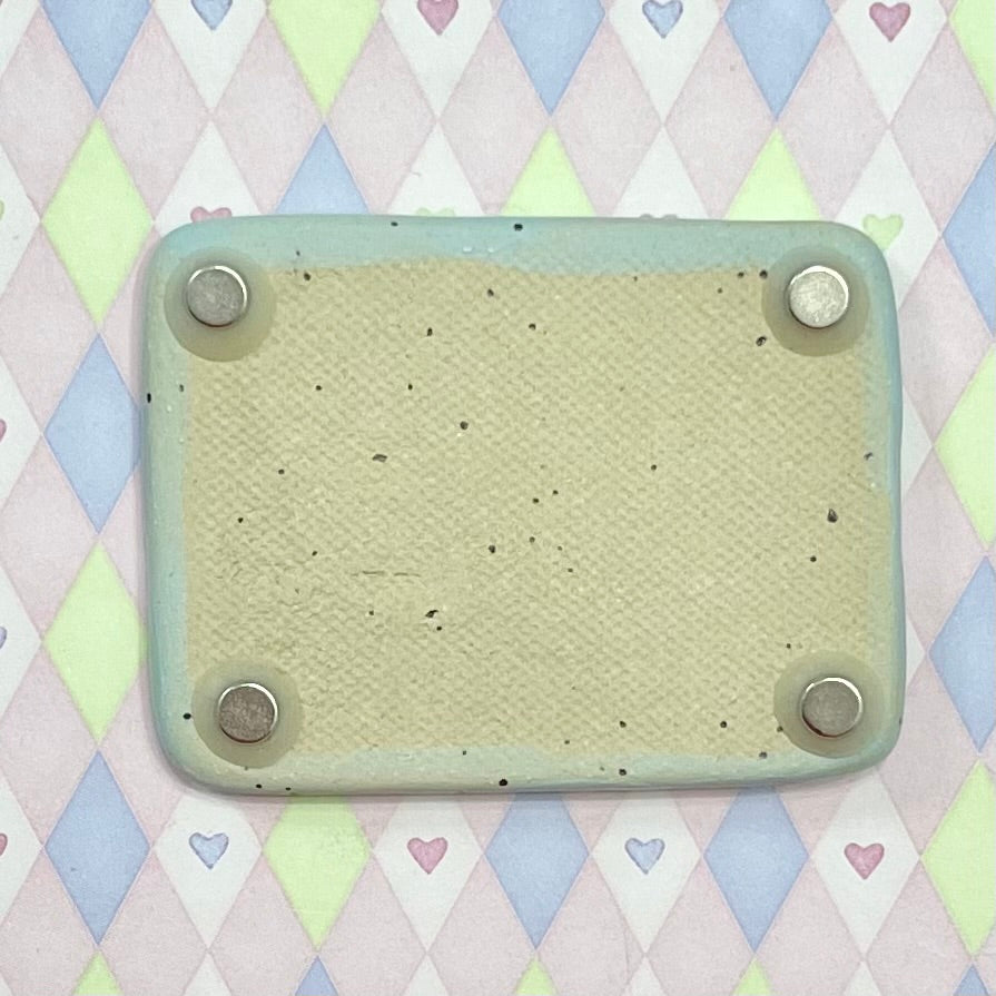 handpainted blue angel bunny kawaii ceramic stoneware magnet! (2.75"x2")