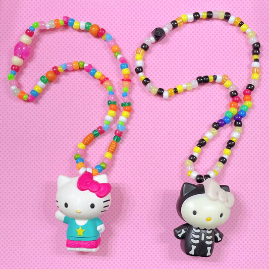kawaii kitty handmade kandi necklace set!