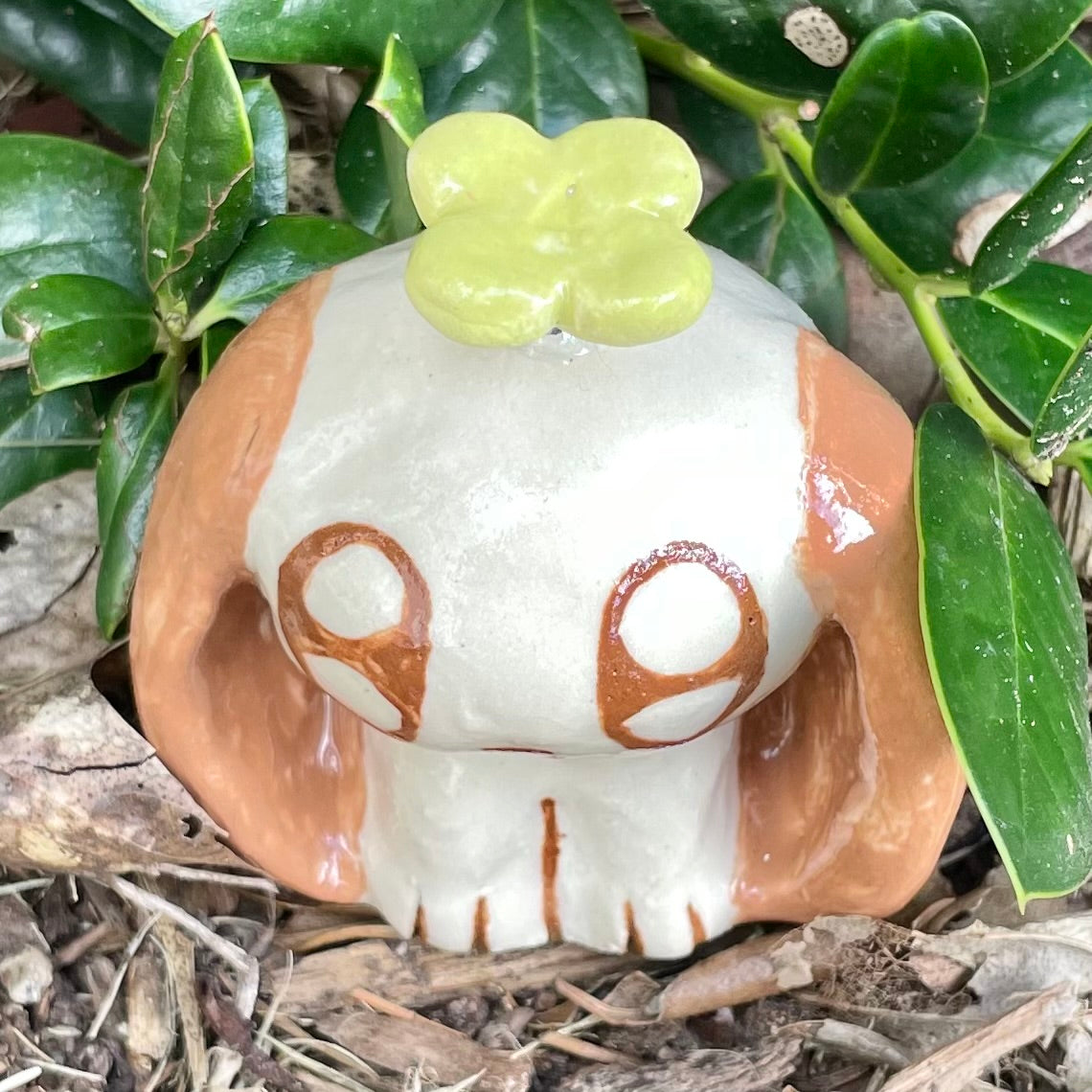 mini sprout puppy handmade ceramic stoneware figure!