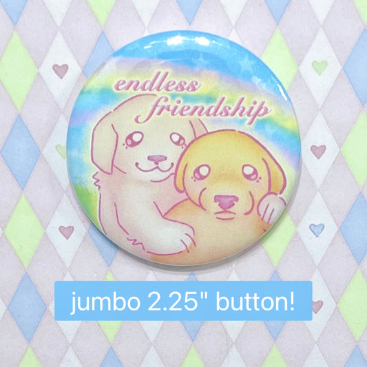"endless friendship" jotchua puppy dog kawaii pastel jumbo button! (2.25")