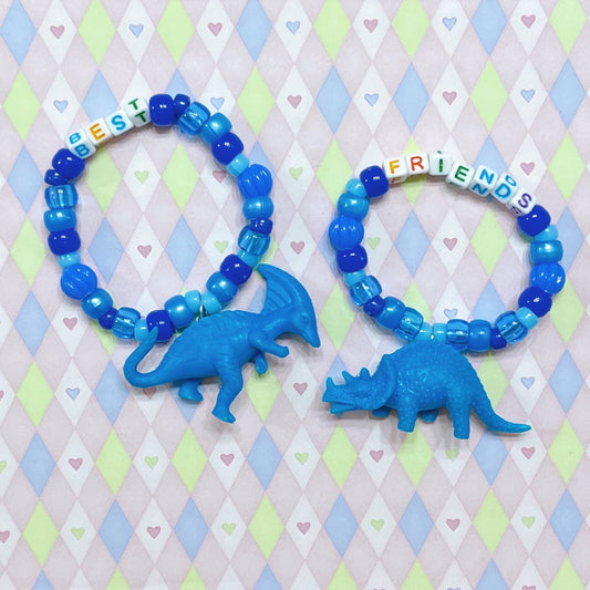 best friends bff blue dinosaur handmade kandi bracelet set!