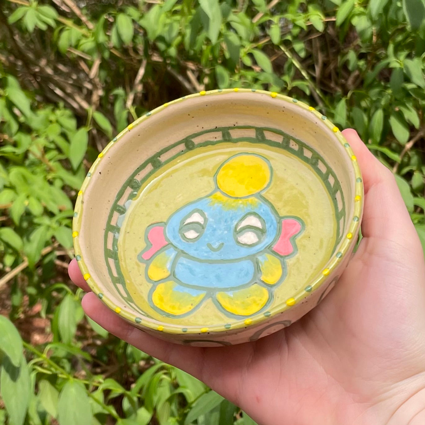 green chao wheel thrown ceramic stoneware dish!