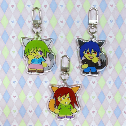 nyan neko sugar girls meme animecore double sided epoxy acrylic keychains! (2")