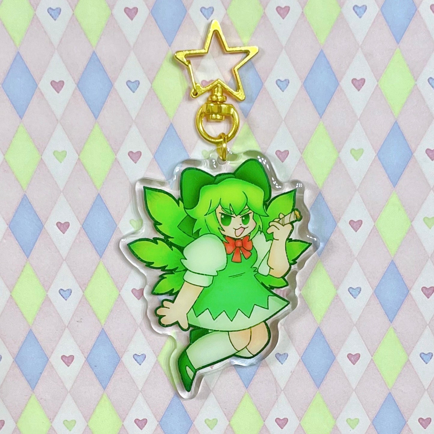 cirno touhou stoner double sided epoxy anime acrylic keychain! (3")