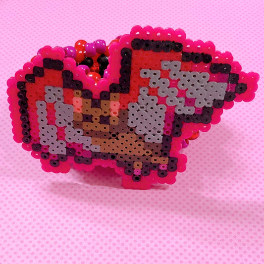 red perler bat handmade kandi 3d cuff bracelet!