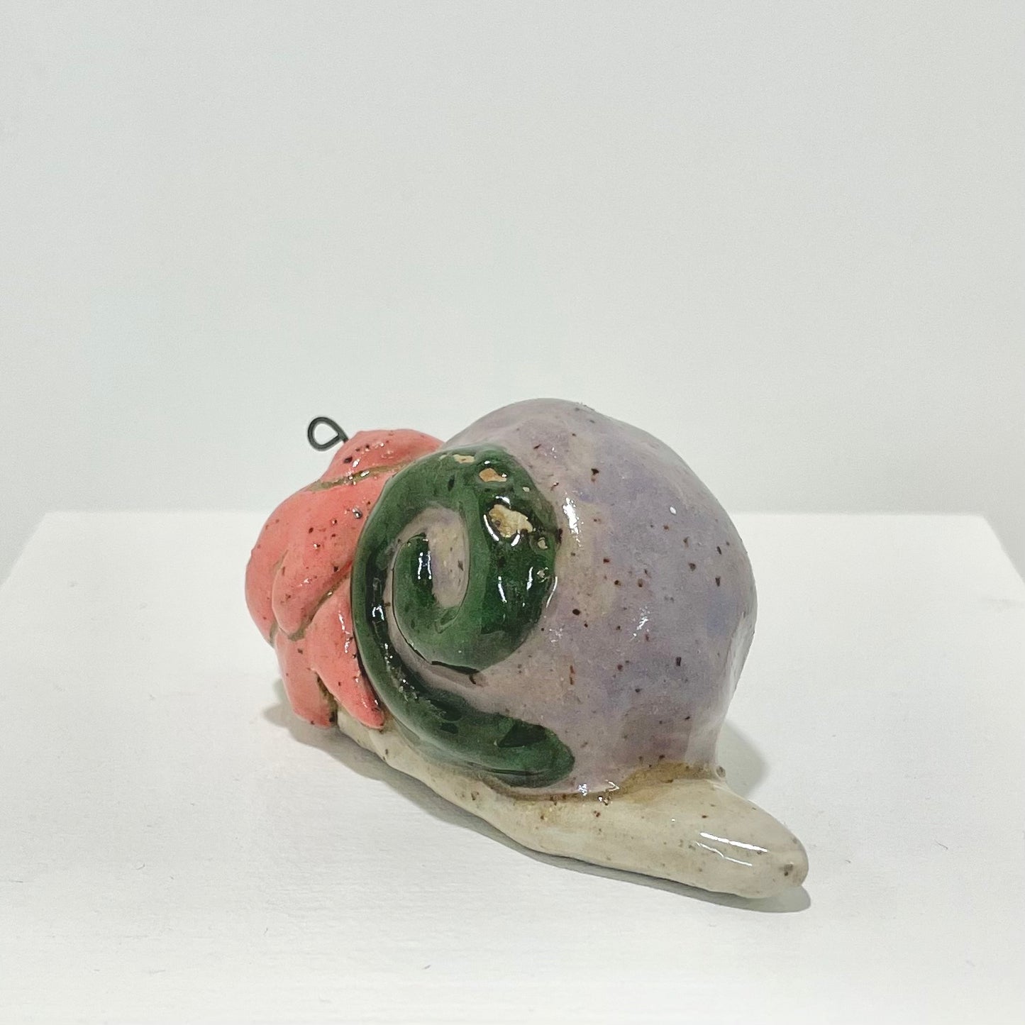 green pink purple snailgirl handmade ceramic stoneware figure!