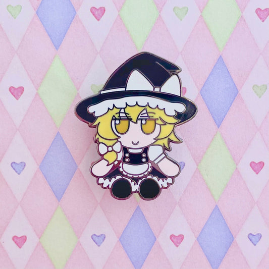 touhou fumofumo marisa kirisame silver glitter enamel pin! (1.5")