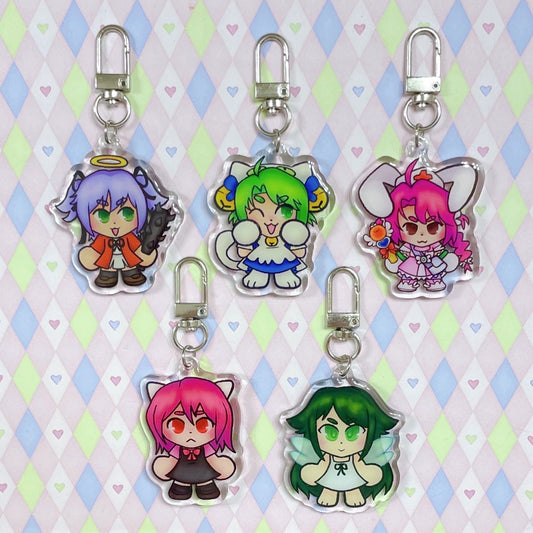 y2k animecore dokuro dejiko komugi elfen lied saya double sided epoxy acrylic keychains! (2")