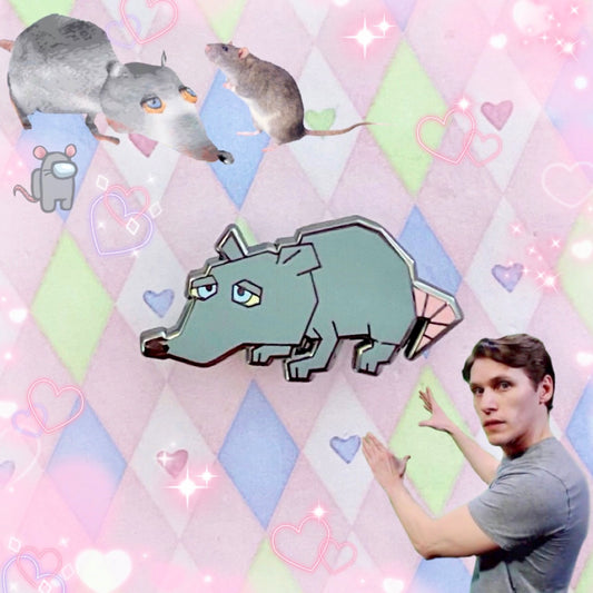 jerma985 low poly rat silver enamel pin! (1.5")