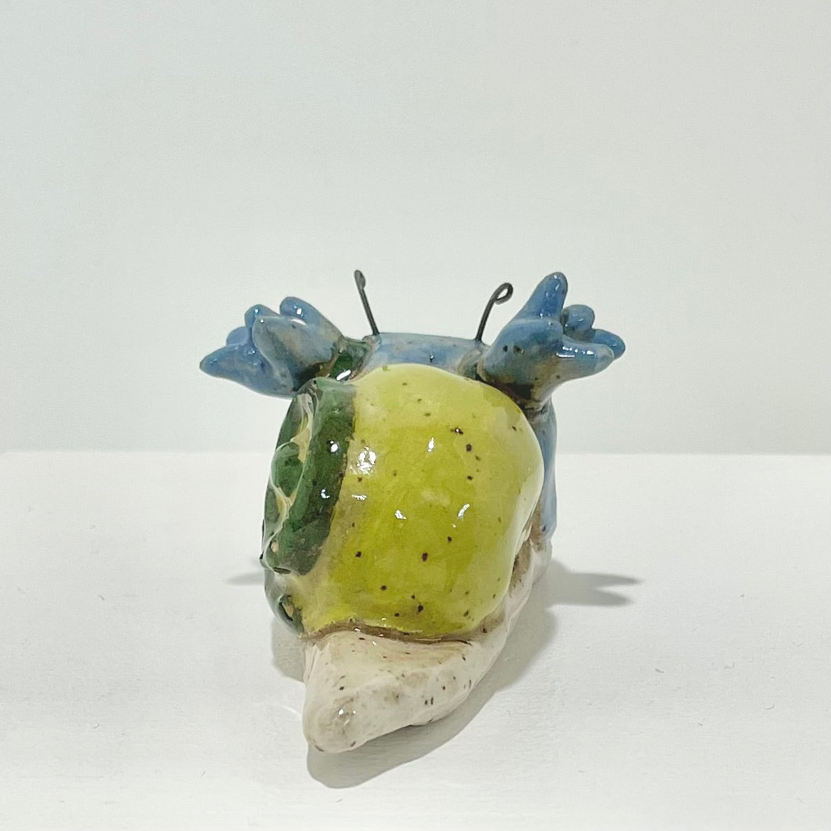 blue green snailgirl handmade ceramic stoneware figure!
