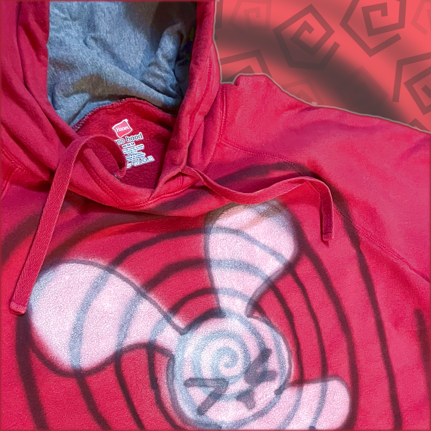 red black airbrushed spiral bunny cyber hoodie! (medium)