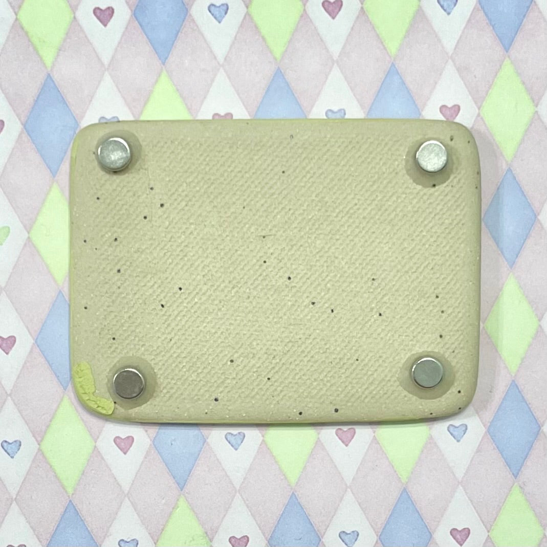 handpainted green cloverdog kawaii ceramic stoneware magnet! (2.75"x2")