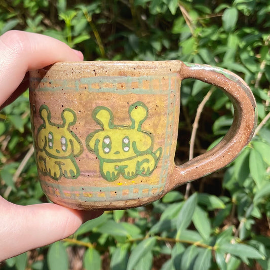 gneep gnarp green alien puppies handmade ceramic stoneware mug!
