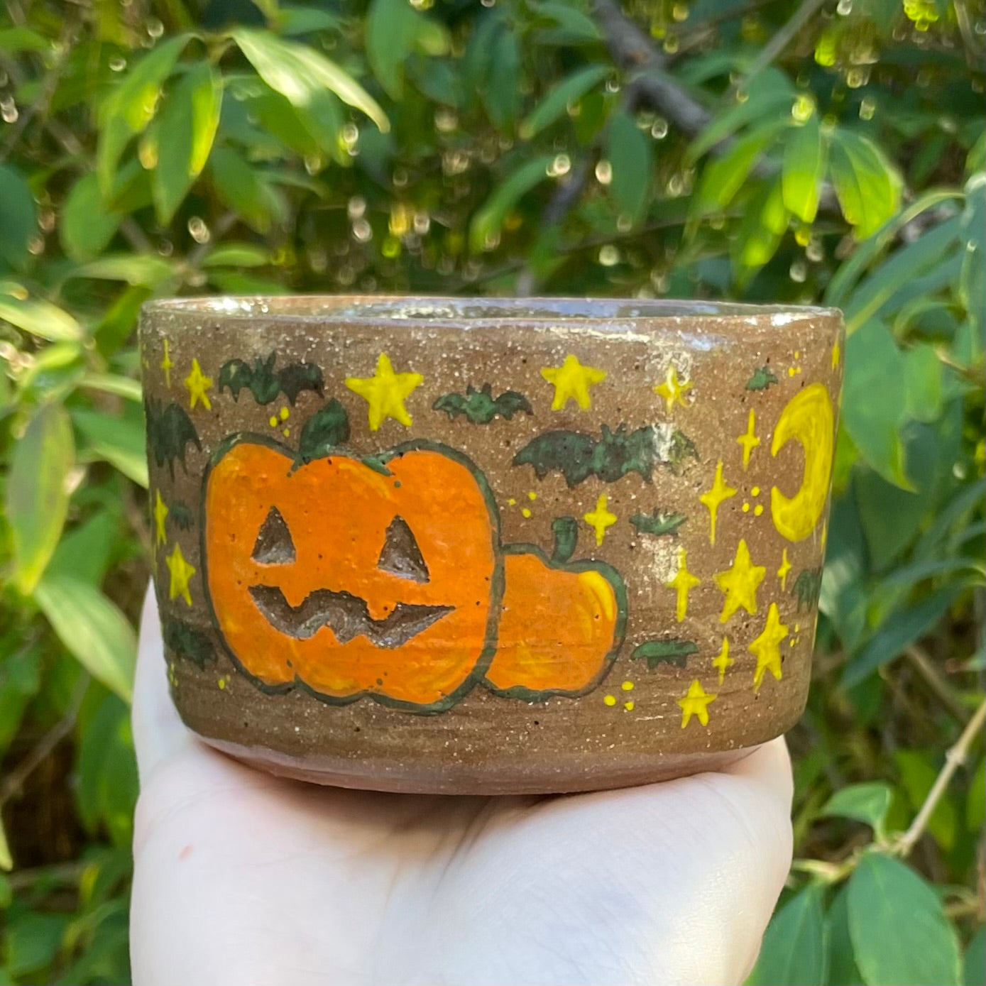 halloween jack o lantern pumpkin kawaii ceramic stoneware flower pot!