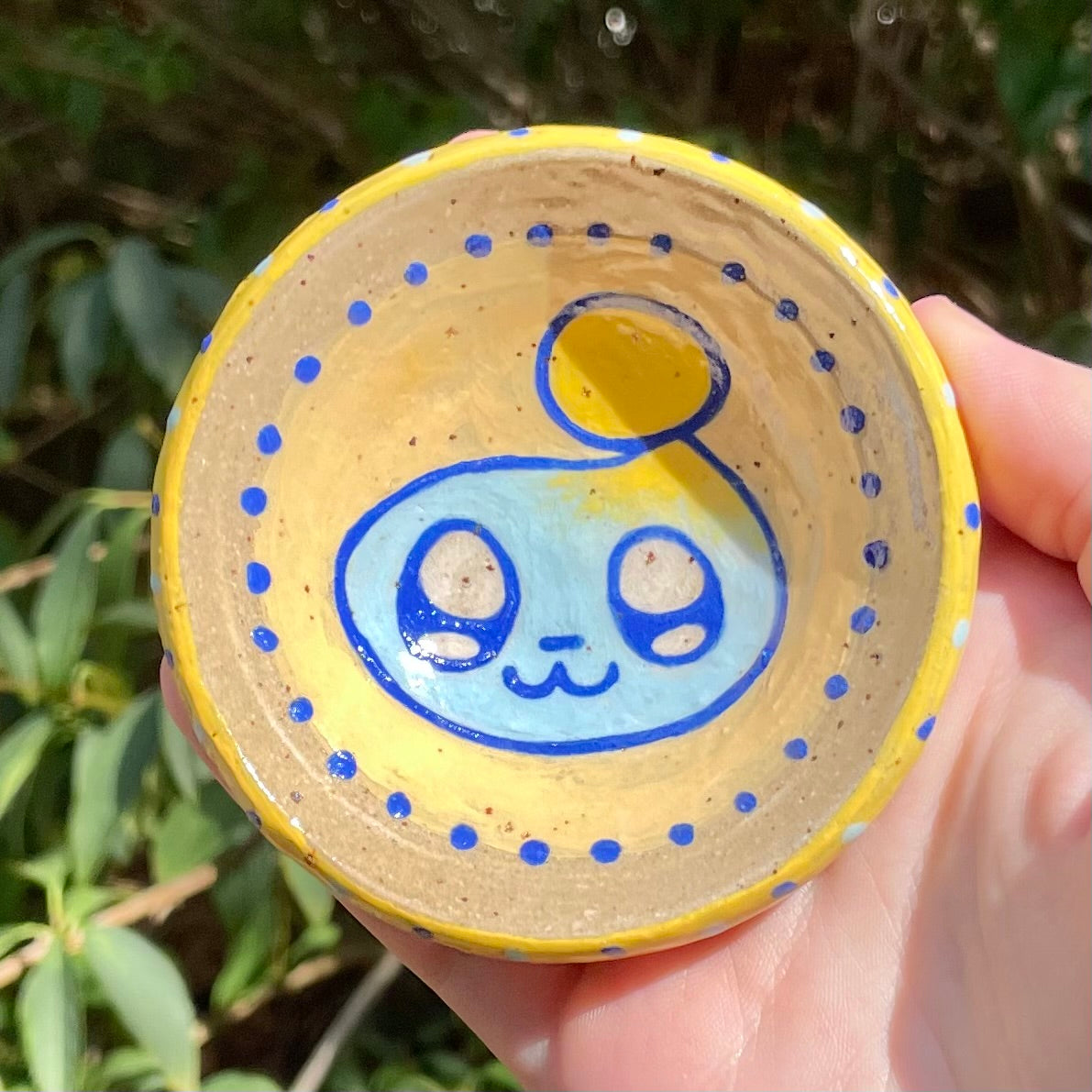 mini yellow chao wheel thrown ceramic stoneware dish!