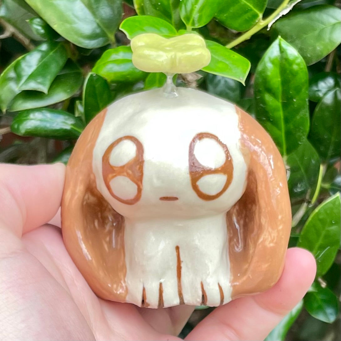 mini sprout puppy handmade ceramic stoneware figure!