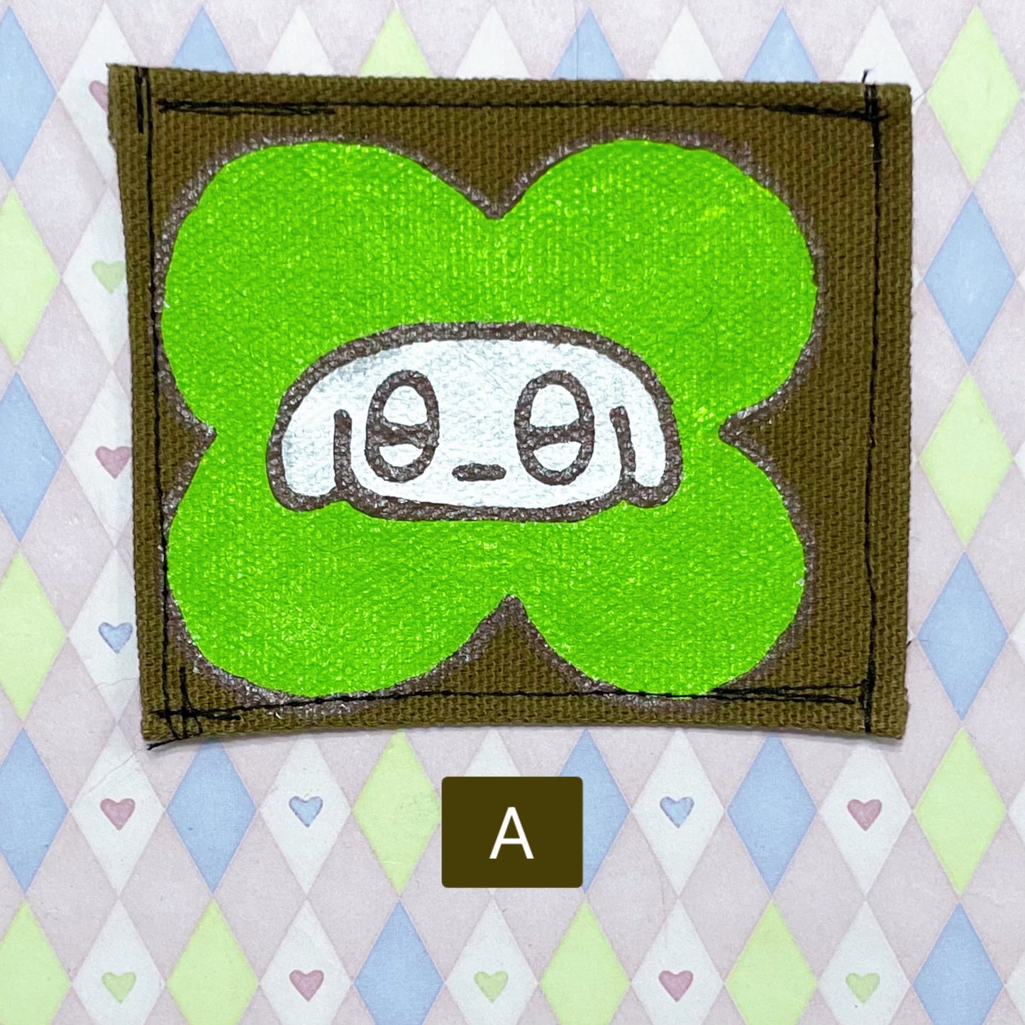 cloverdog kawaii handpainted brown canvas fabric patches!