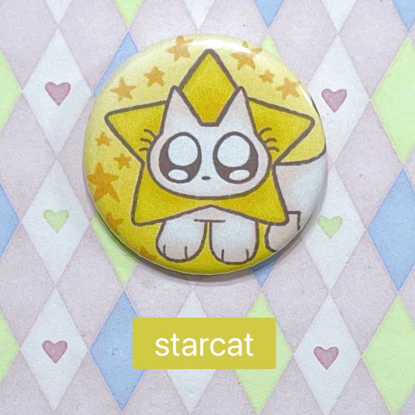 cloverdog lovebunny starcat kawaii cute pinback buttons! (1.5")