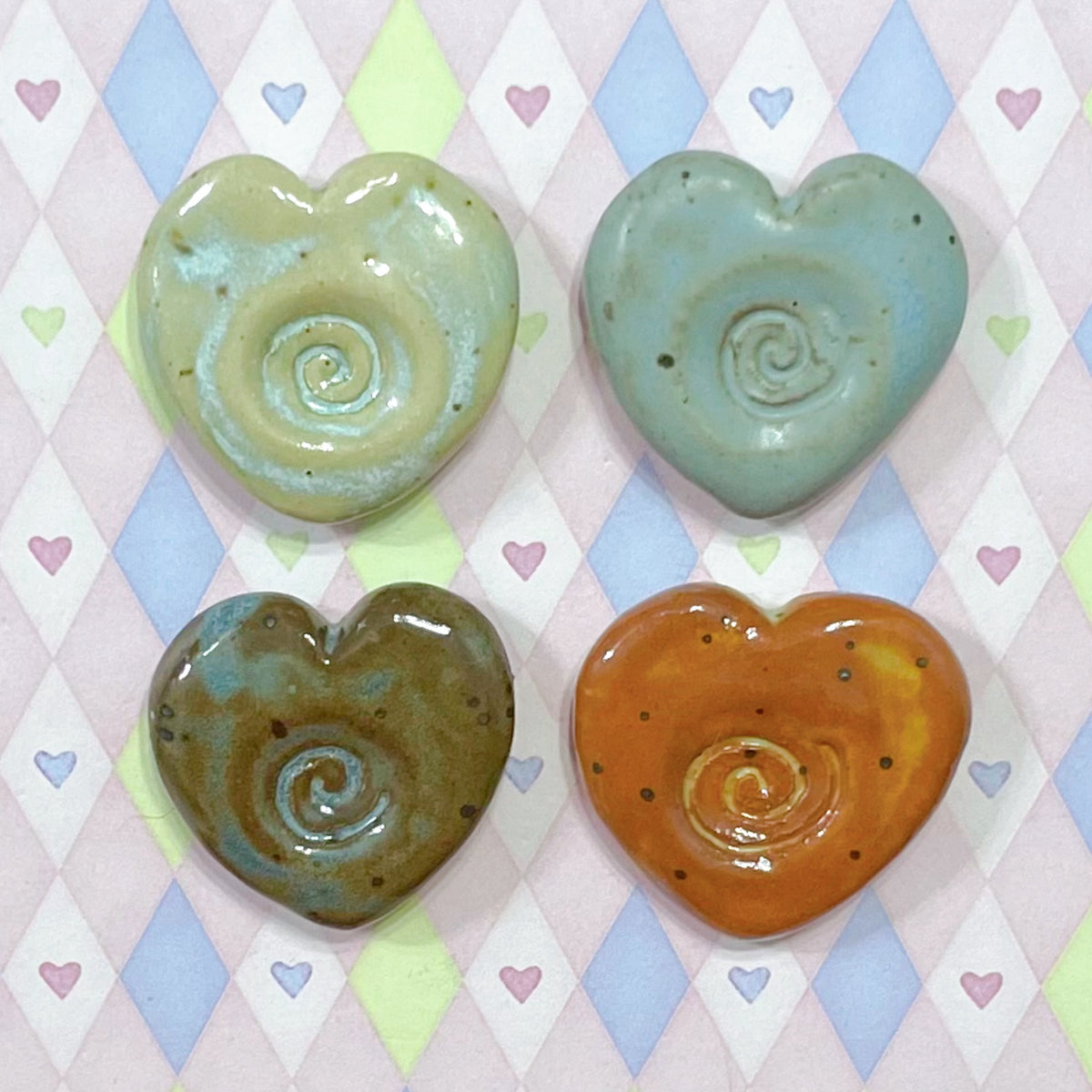 heart spiral mini ceramic stoneware worry stones!