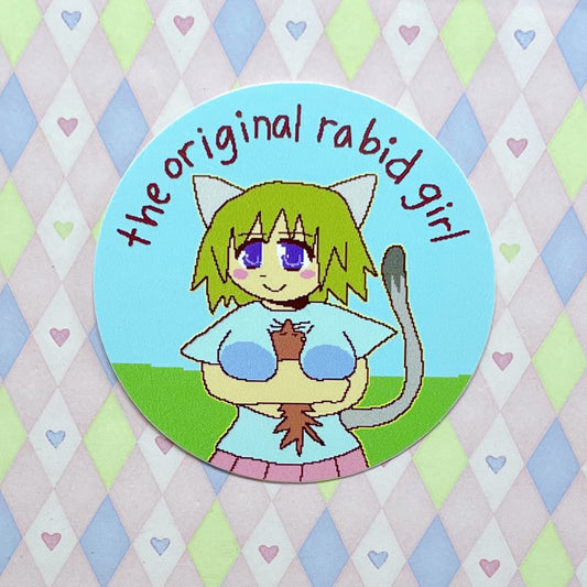 nyan neko sugar girls "the original rabid girl" circle vinyl sticker! (3")