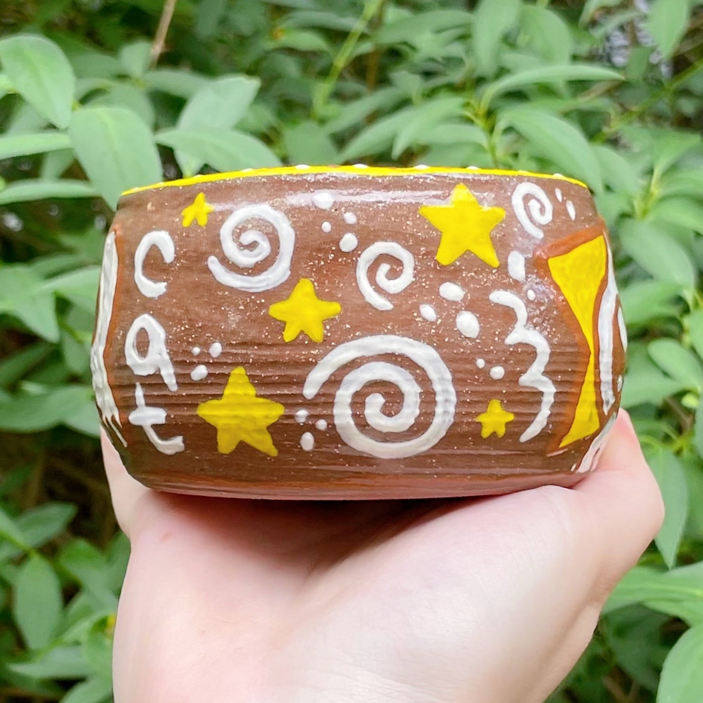 starcat white brown yellow kawaii stoneware ceramic bowl!