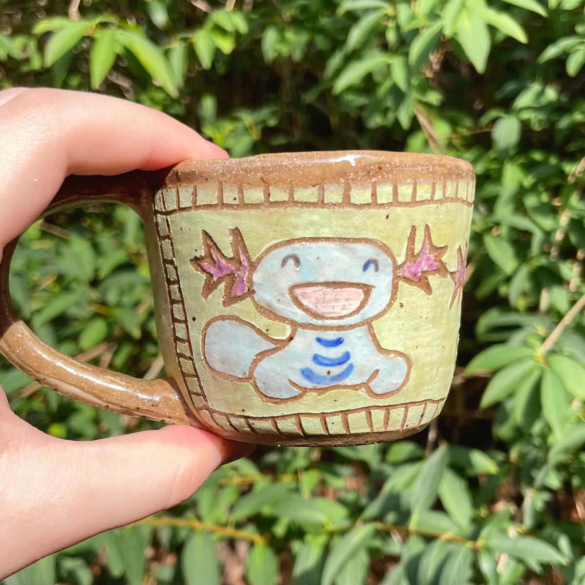 blue purple water creature handmade ceramic stoneware mug!