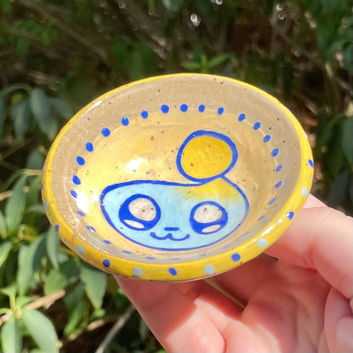 mini yellow chao wheel thrown ceramic stoneware dish!