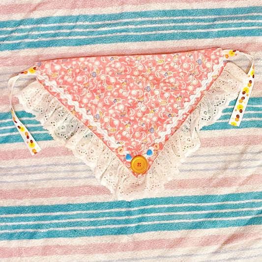 pink yellow rabbit moon kawaii lace fabric bandana!