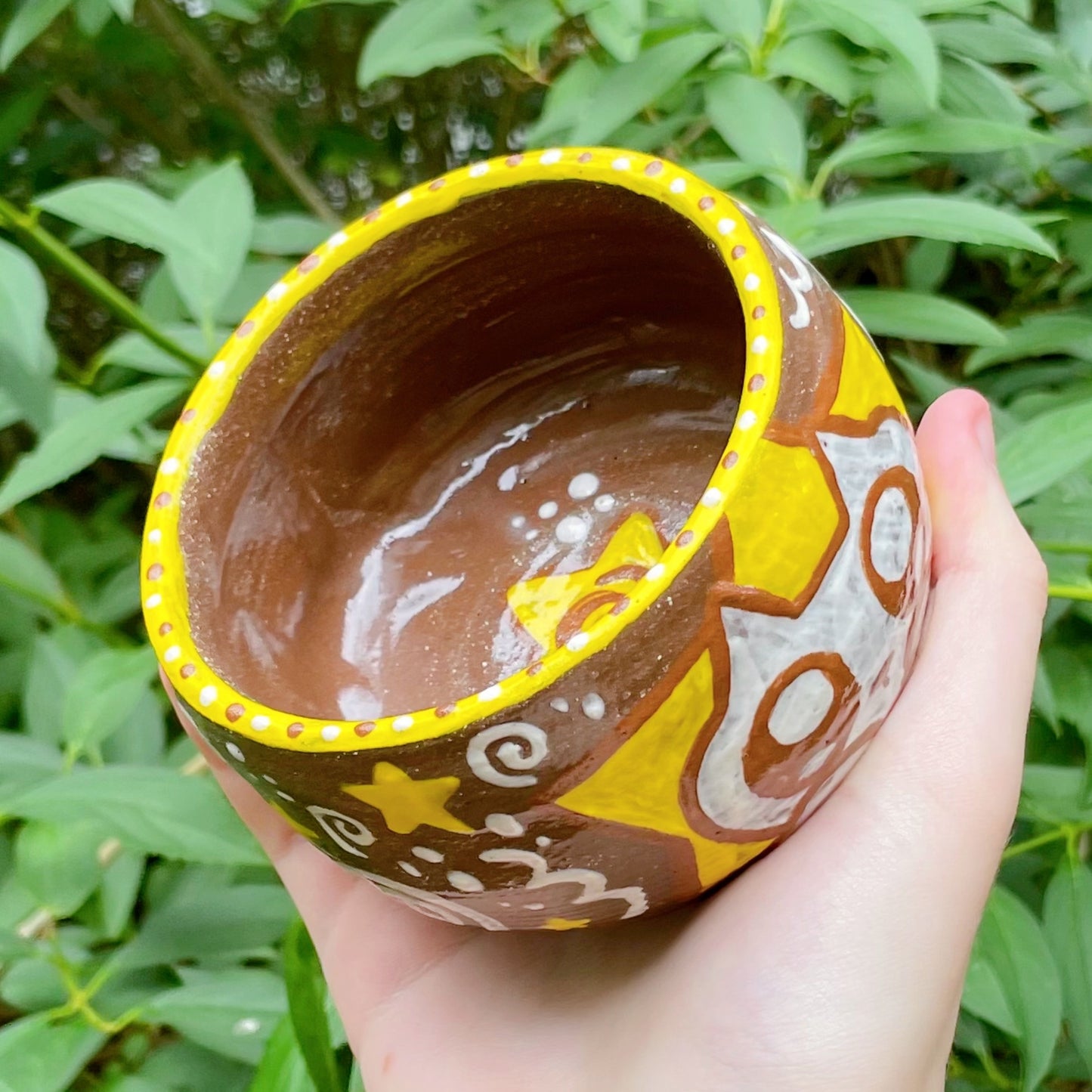 starcat white brown yellow kawaii stoneware ceramic bowl!
