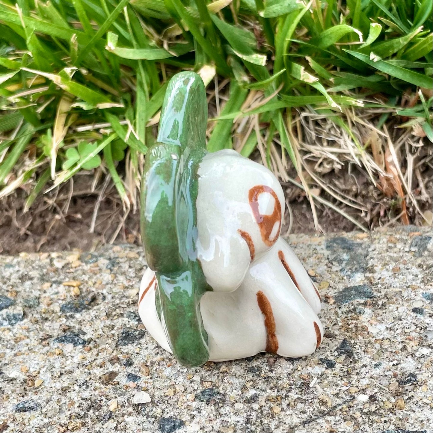 mini cloverdog handmade ceramic stoneware figure!