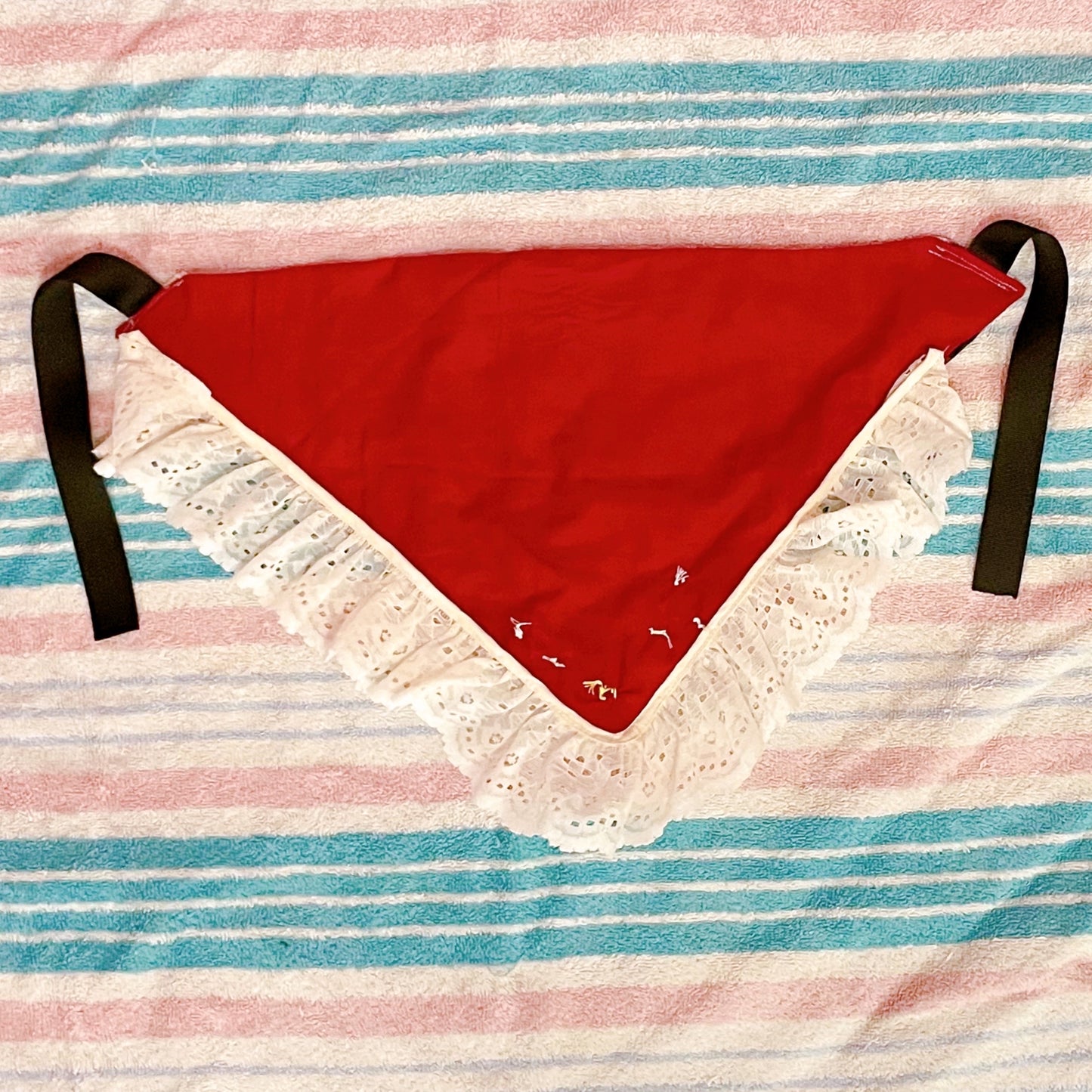 brown yellow puppy dog lace button fabric bandana!
