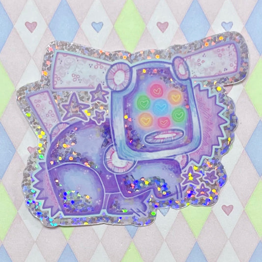 purple i-dog holographic glitter sticker! (3")