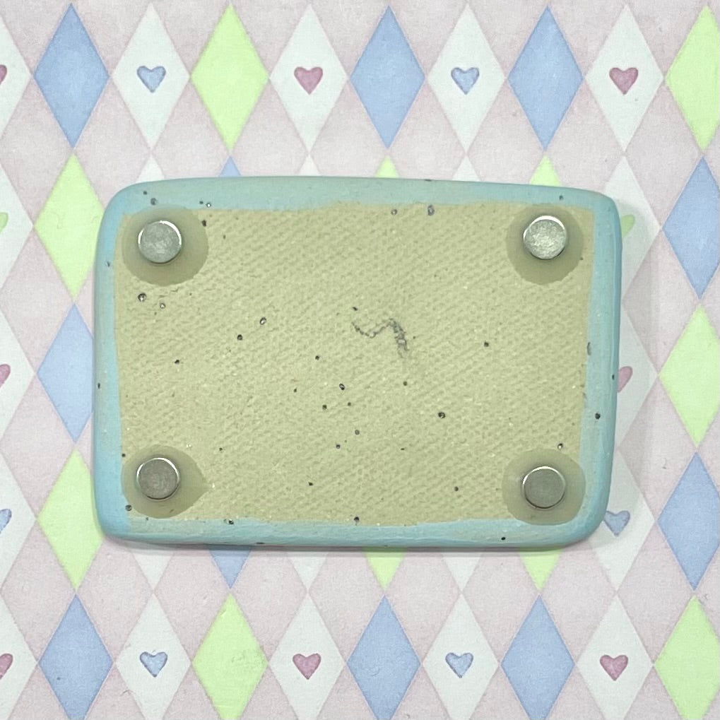 handpainted jack frost kawaii ceramic stoneware magnet! (2.75"x1.75")