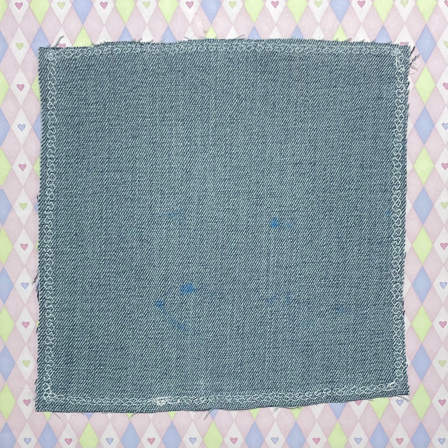 blue girl kawaii airbrushed denim jumbo fabric patch!