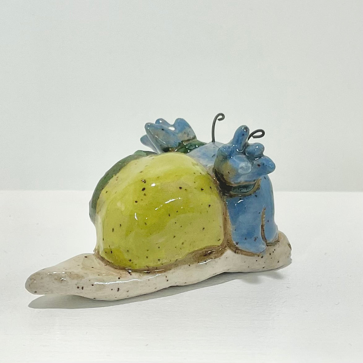 blue green snailgirl handmade ceramic stoneware figure!