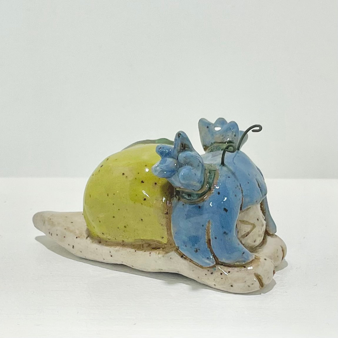 blue green snailgirl handmade ceramic stoneware figure!