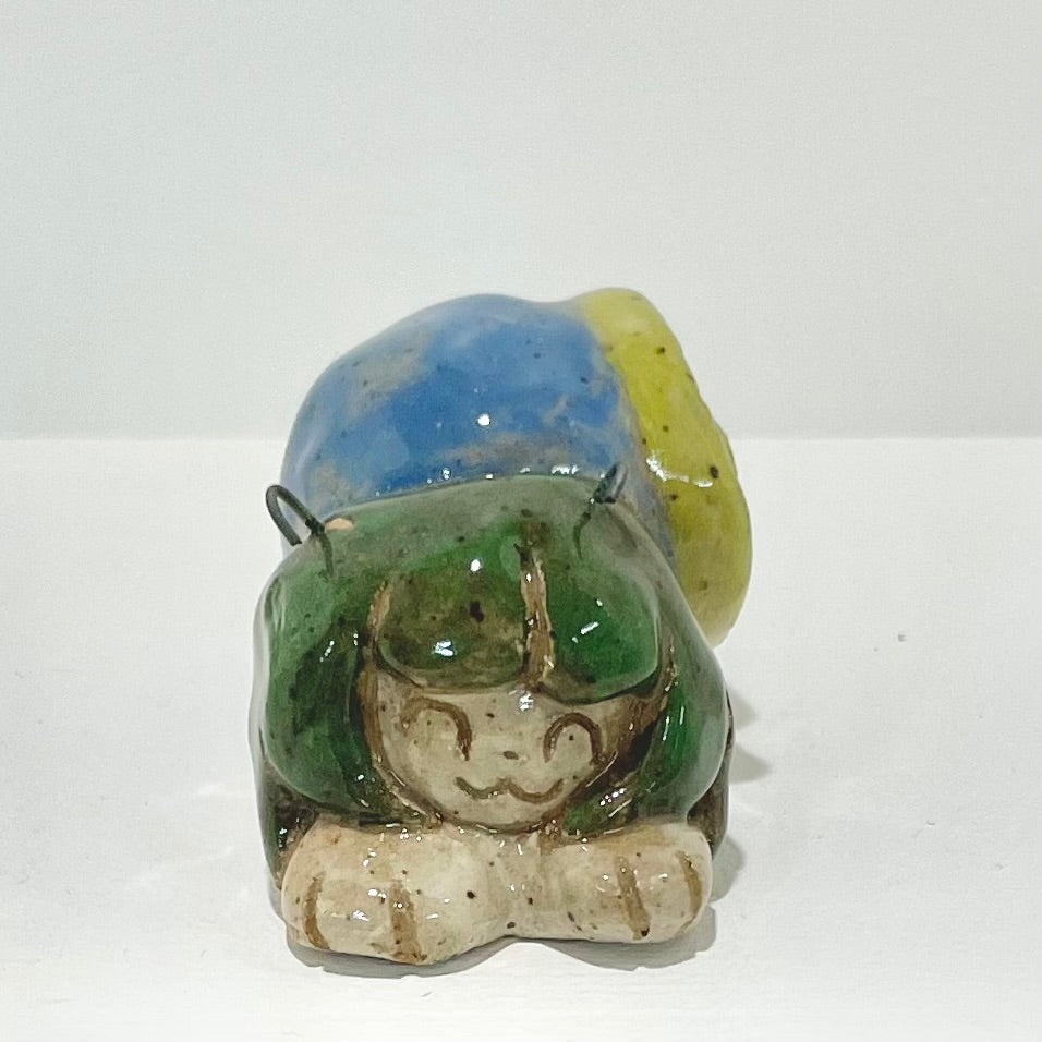 blue green snailgirl handmade ceramic stoneware figure!