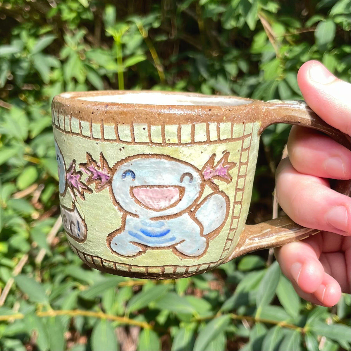 blue purple water creature handmade ceramic stoneware mug!