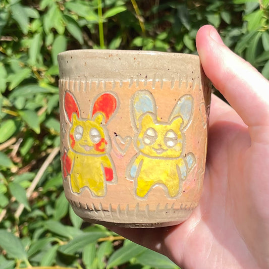 plus minus bunnies handmade ceramic stoneware cup!