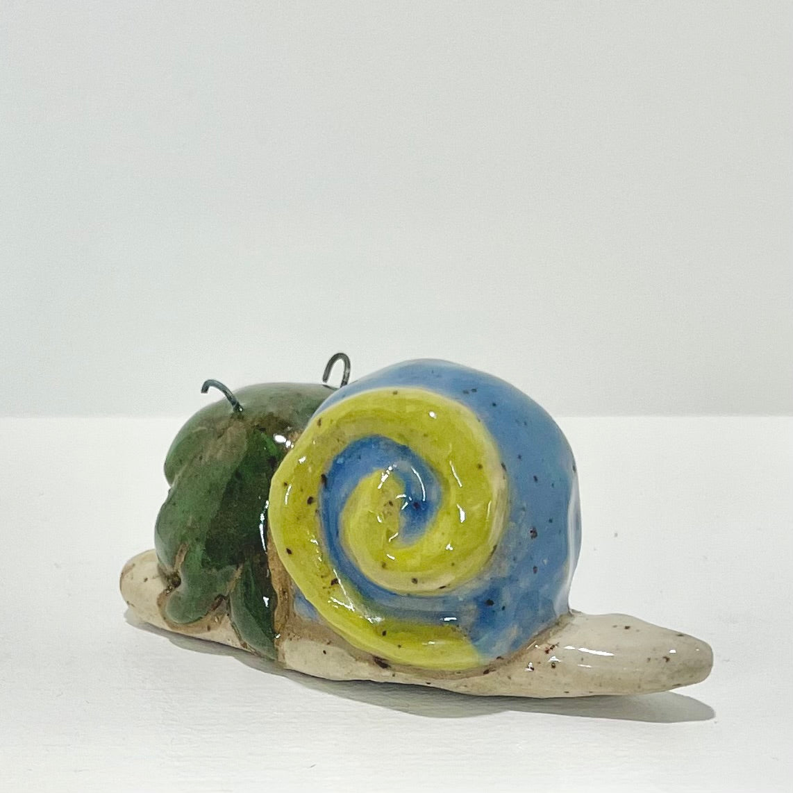 blue green snailgirl handmade ceramic stoneware figure!