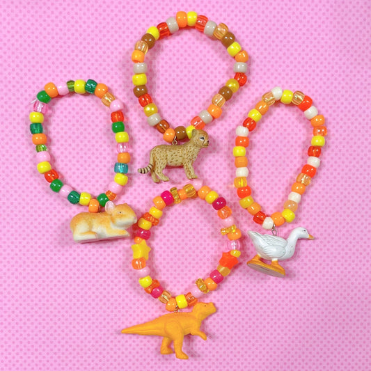 orange animals 4 piece handmade kandi bracelet set!